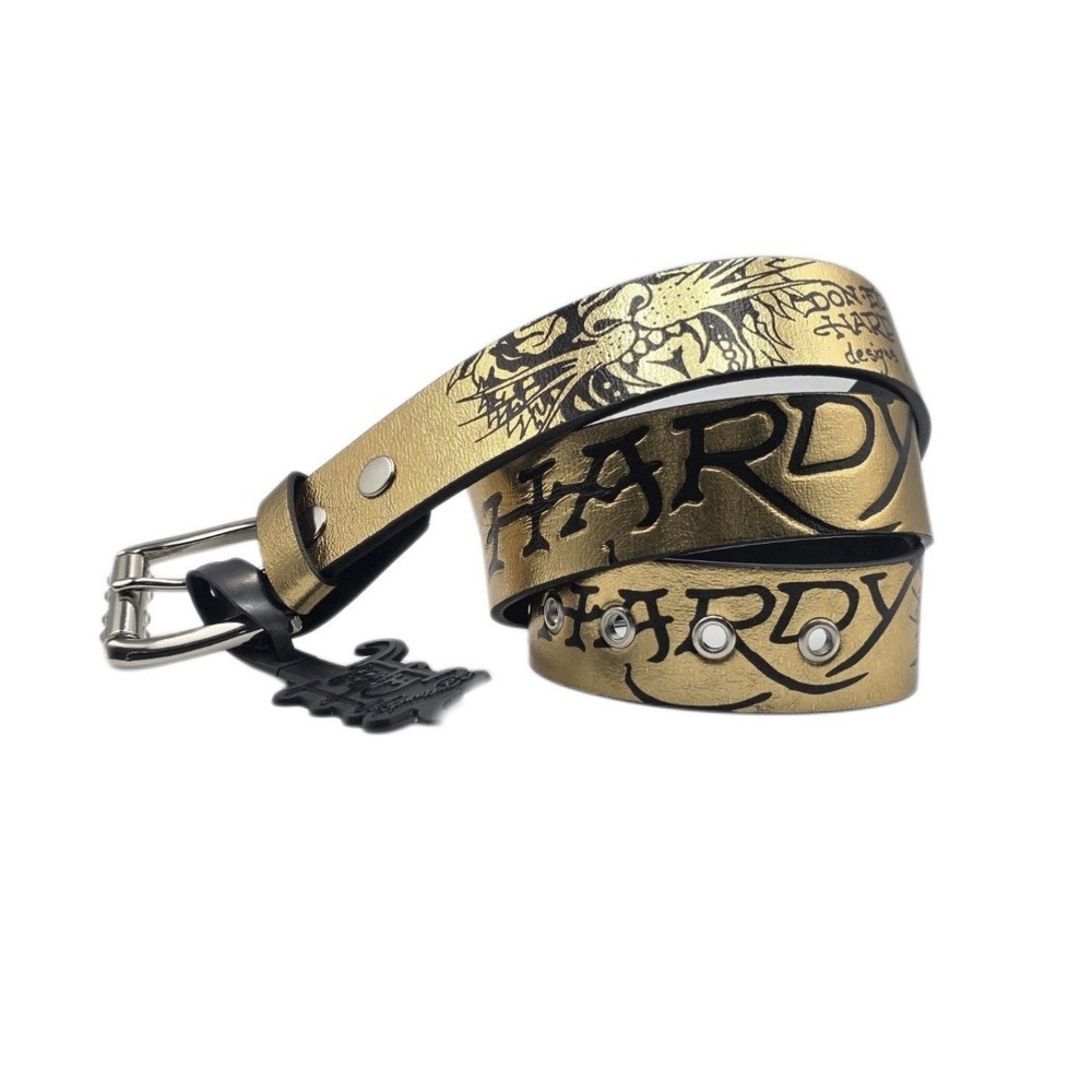 Ed by Ed Hardy designs Men's Size 40 Graphic Belt Color Gold New